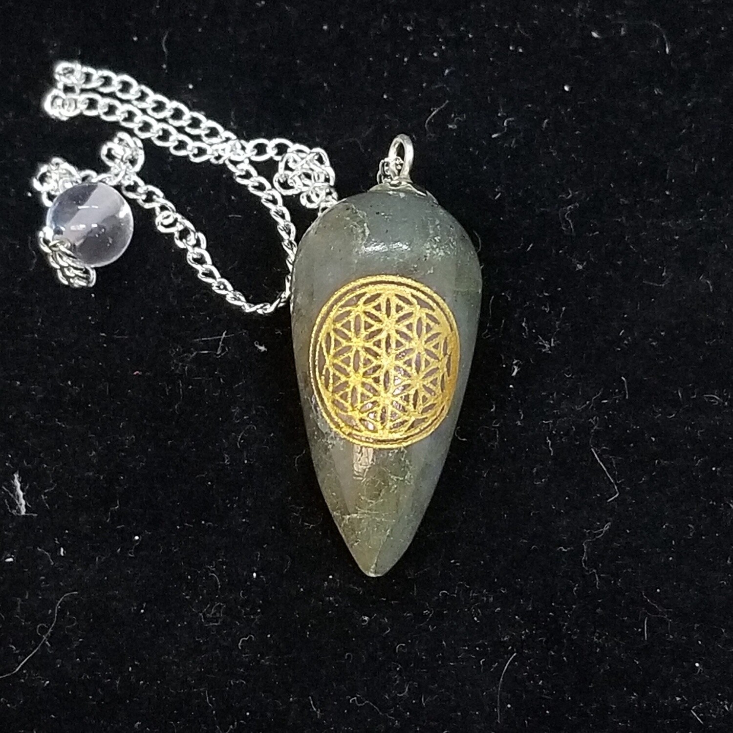 Labradorite Moonstone Flower of Life Pendulum