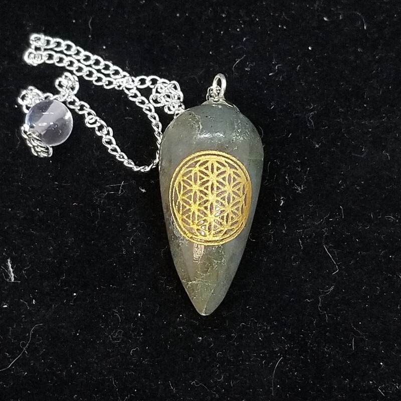 Labradorite Moonstone Flower of Life Pendulum