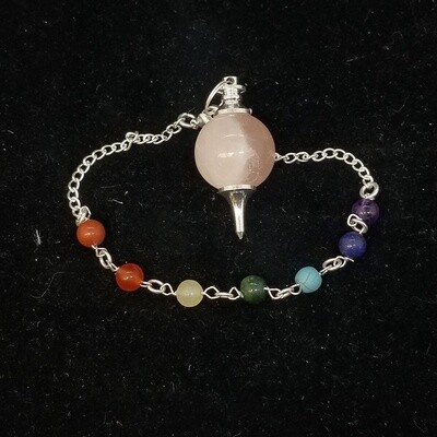 Rose Quartz Sephoroton Pendulum w/ Chakra Beads