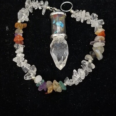 Faceted Crystal Pendulum w/ Gemstone Chips