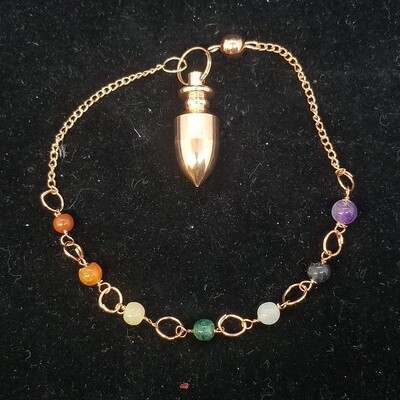 Copper Pendulum w/ Chakra Beads