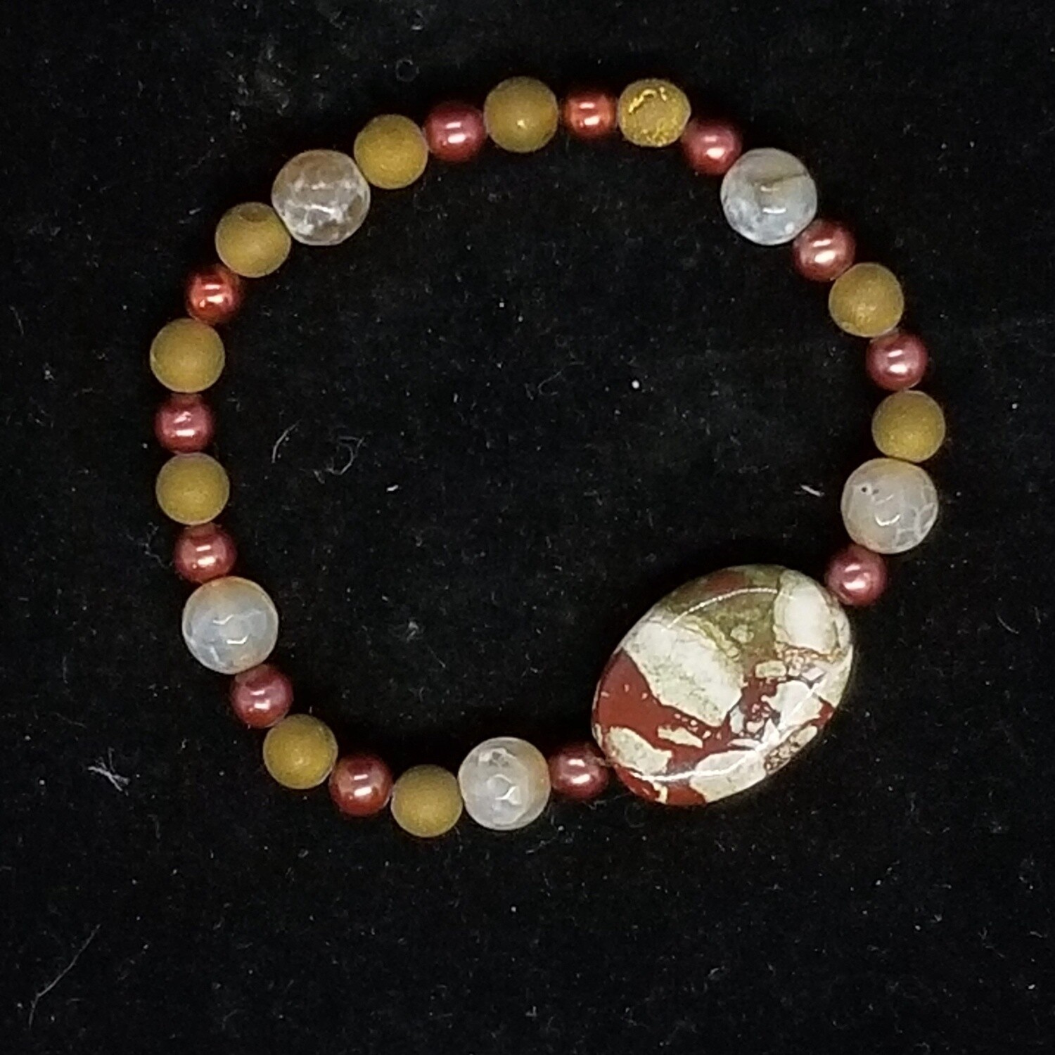 Rhyolite and Pearl Bracelet