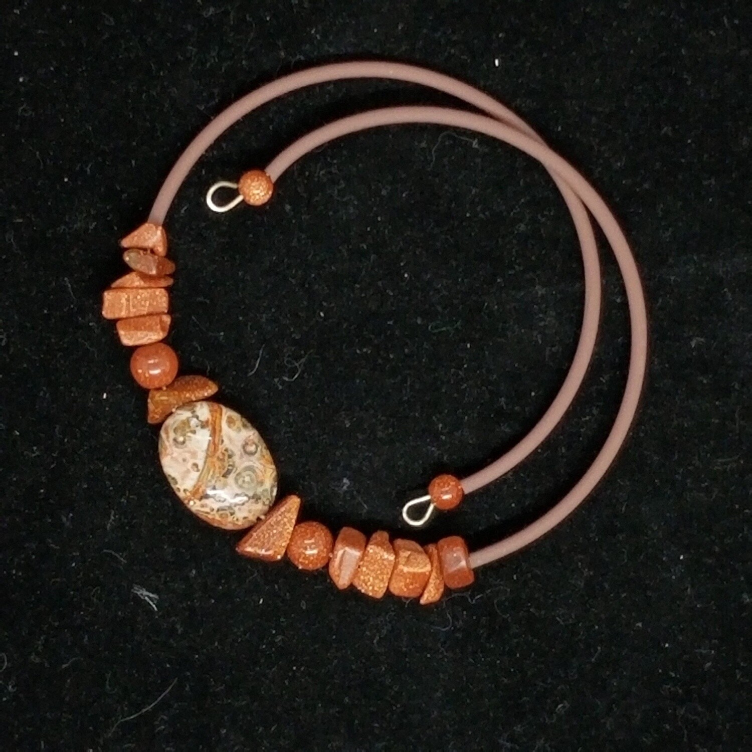 Jasper and Goldstone Wrap Bracelet