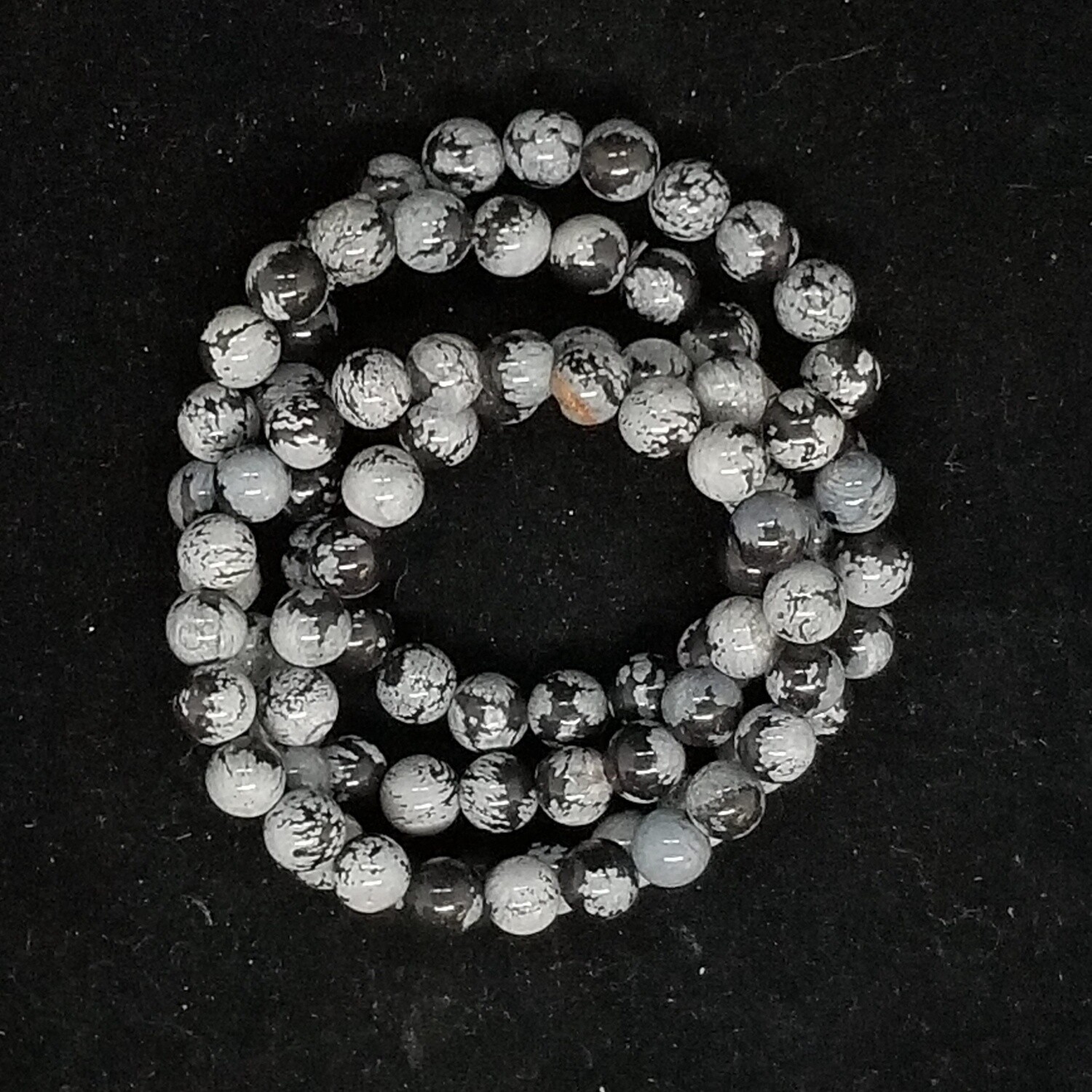 Crystal Bracelets - Snowflake Obsidian, 8 mm