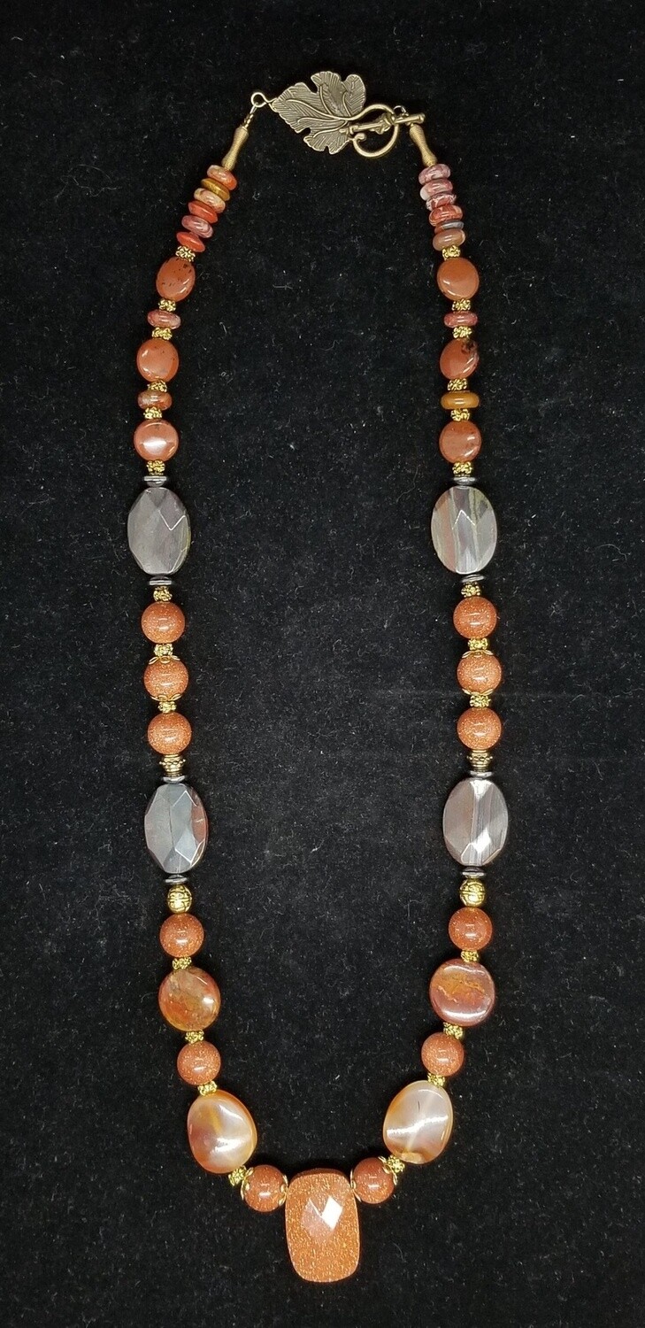 Chunky Goldstone and Tiger's Eye Necklace