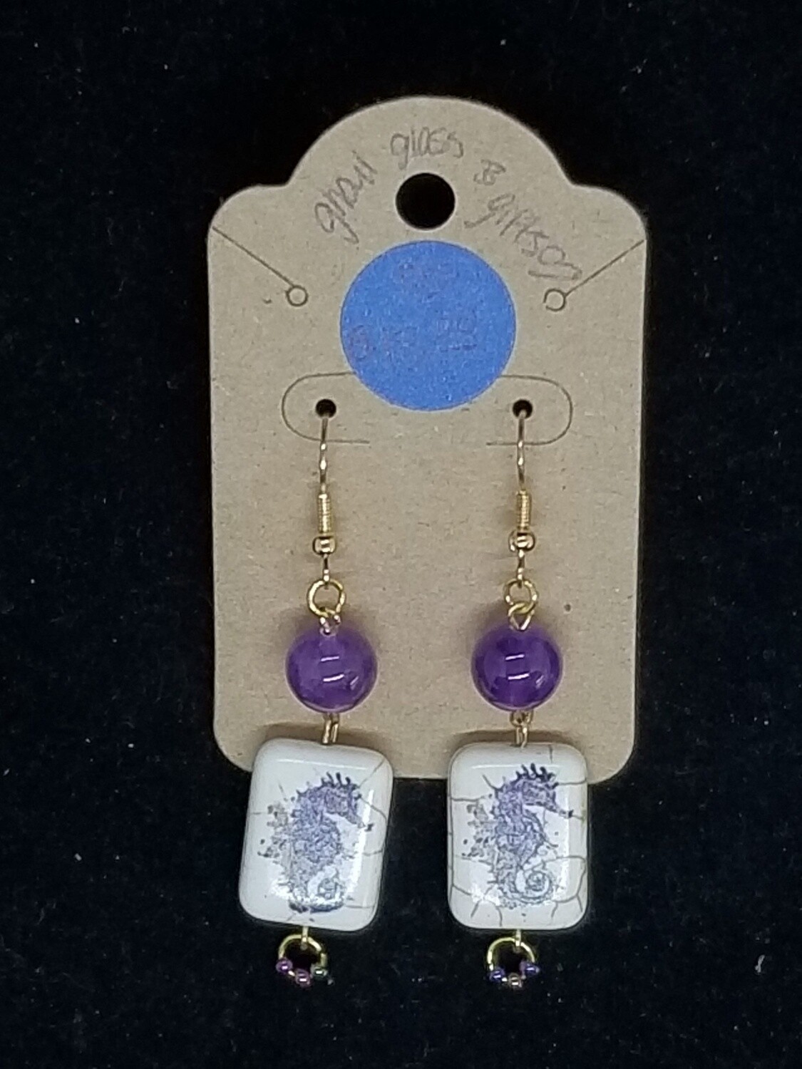 Amethyst Dangly Seahorse Earrings