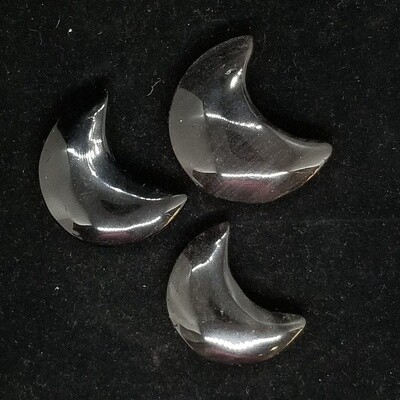 Silver Sheen Obsidian Crescent Moons