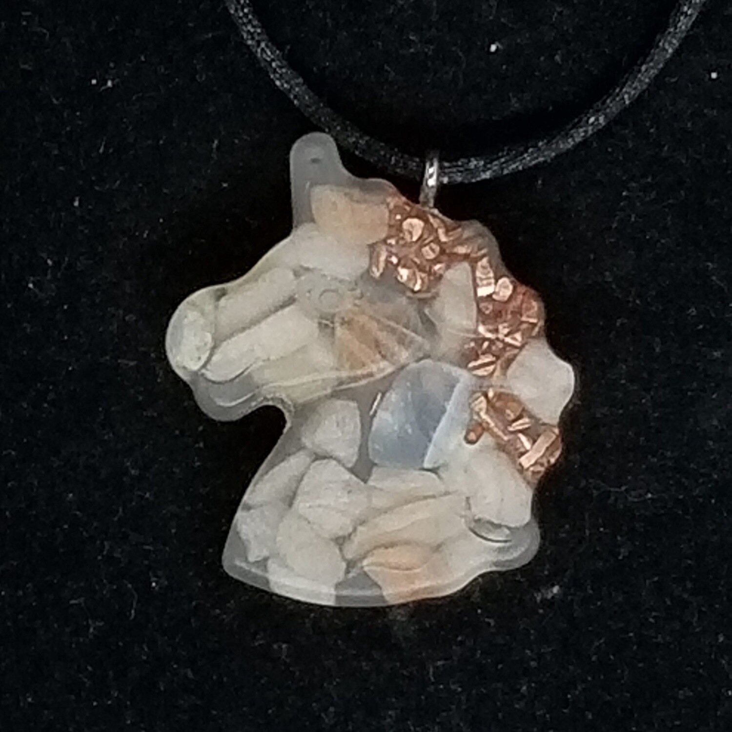 Peach Moonstone Orgonite Unicorn Necklace