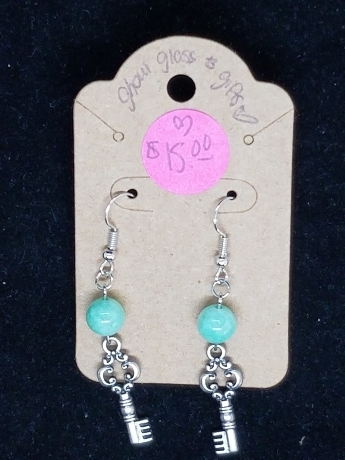 Minty Silver Key Earrings