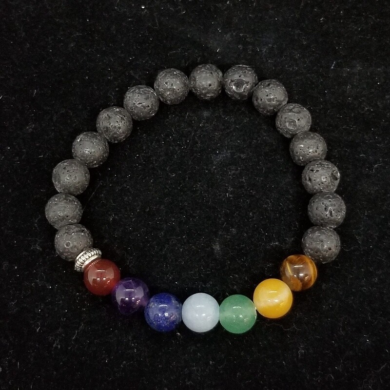 7 Chakra Lava Stone Bracelet
