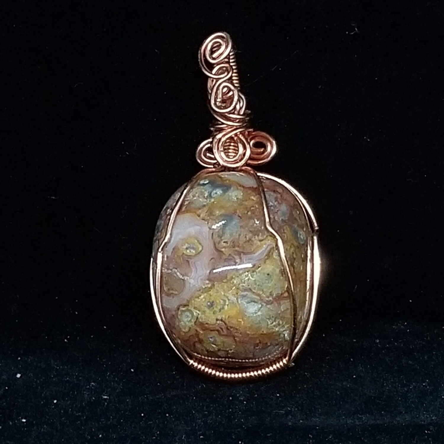 #11 Wire Wrapped Crazy Lace Agate Pendant