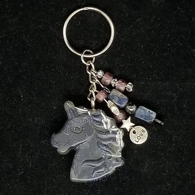 Blue Goldstone Unicorn Keychain