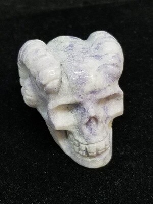 Purple Jasper Horned Skull
