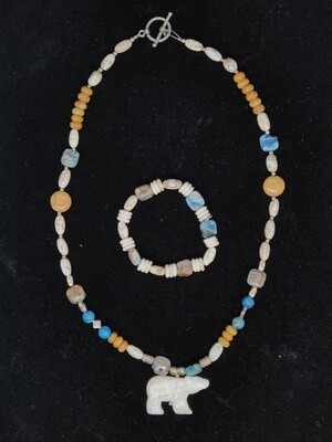 Polar Bear Necklace & Bracelet Set