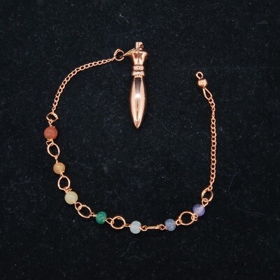 Slender Copper Pendulum w/ Chakra Beads