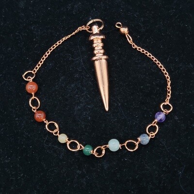 Pointed Copper Pendulum w/ Chakra Beads