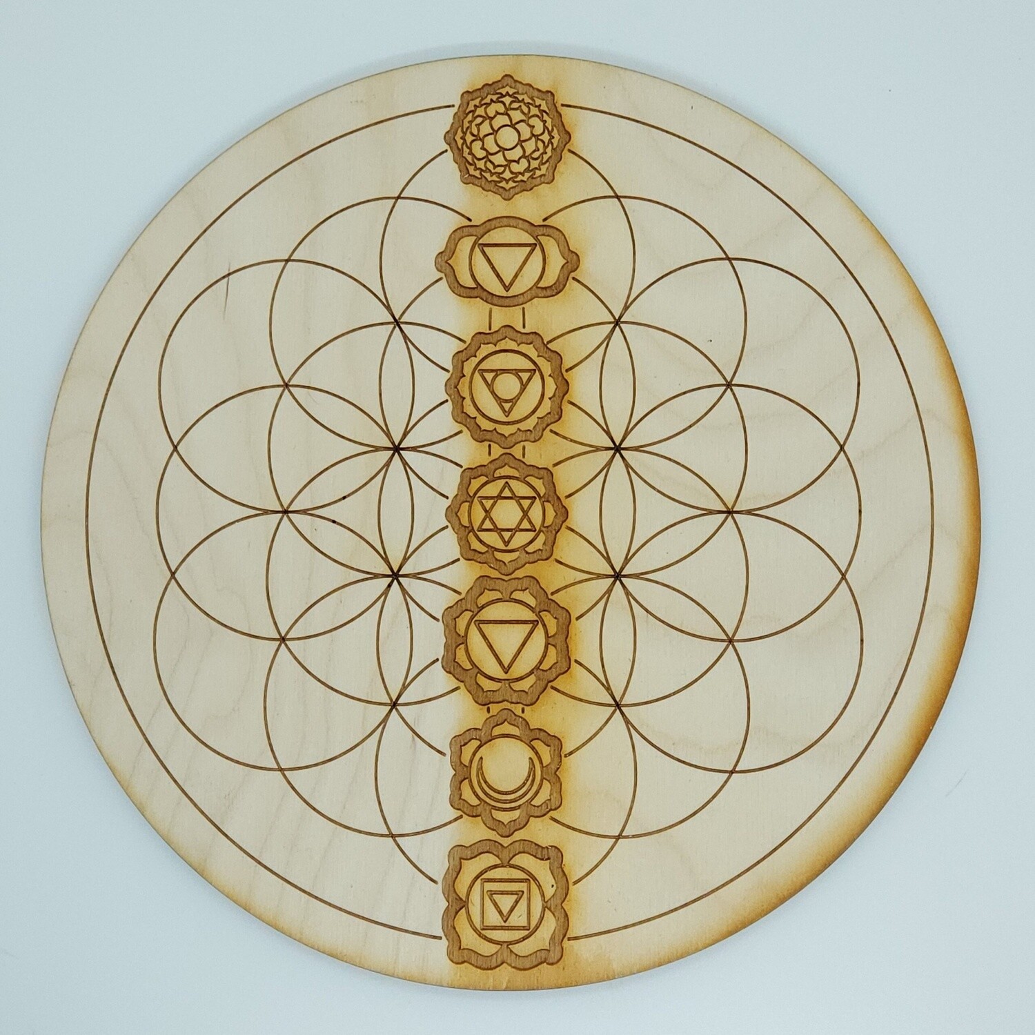 Wooden Chakra Crystal Grid