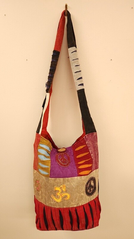 Peace & Om Patchwork Cotton Shoulder Bag
