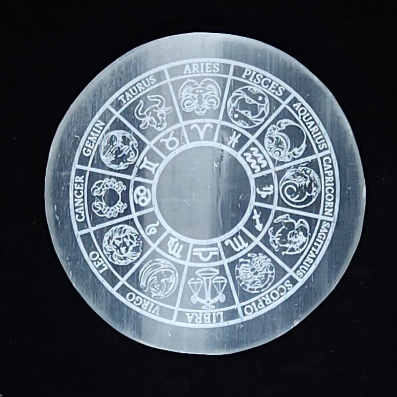 Zodiac Selenite Plate