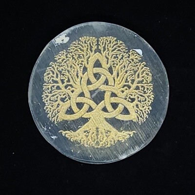 Triquetra Tree of Life Selenite Plate