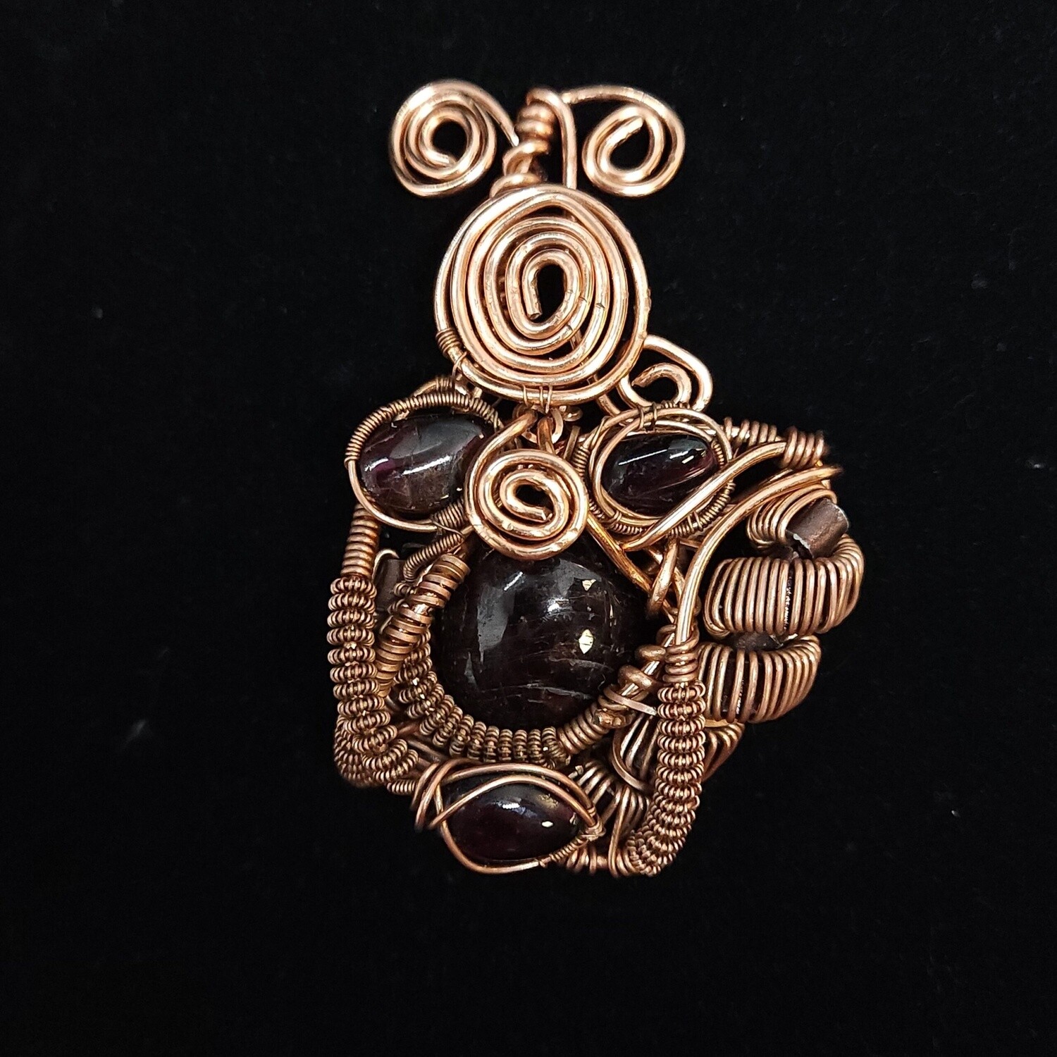 Garnet Copper-Wrapped Pendant