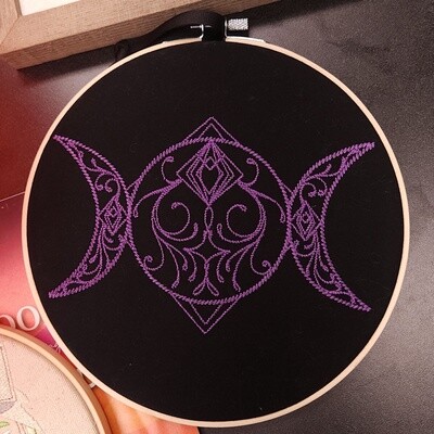 Triple Moon Embroidered Hanging