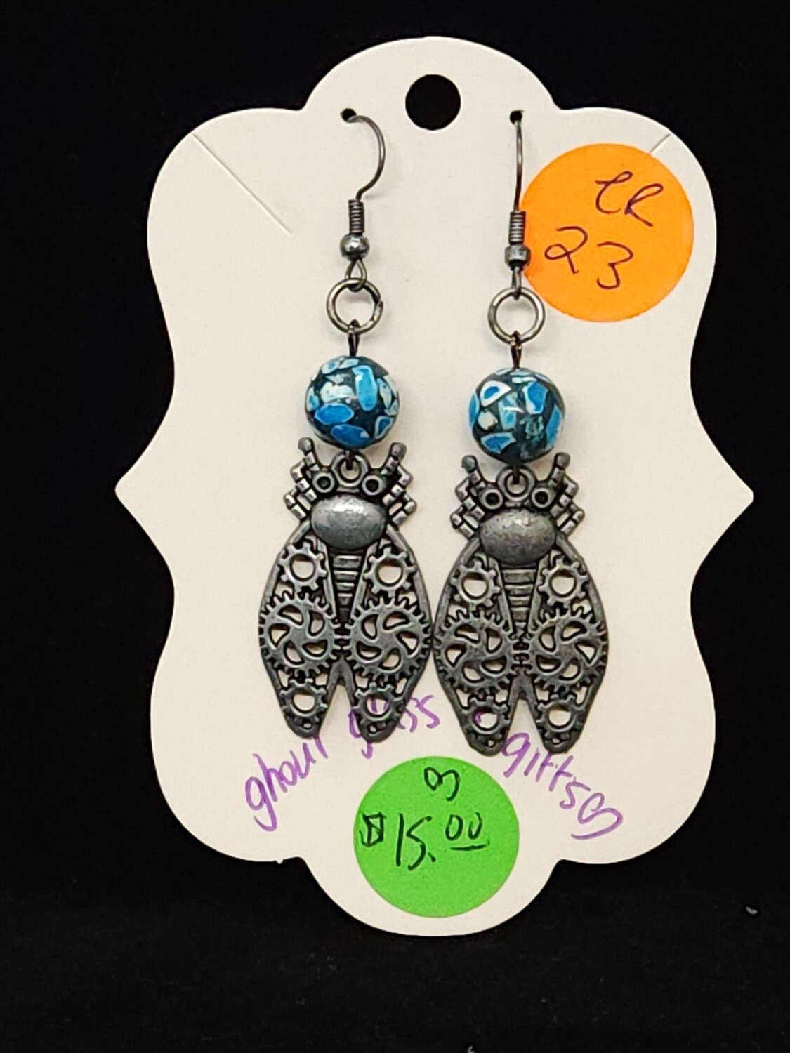 Blue/Grey Cicada Earrings (ER23)