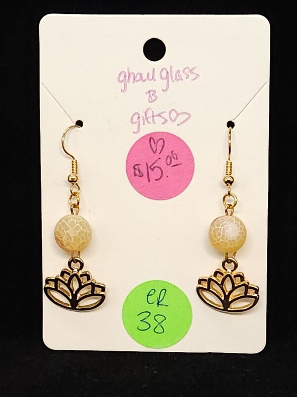 Yellow Crackle Lotus Earrings (ER38)