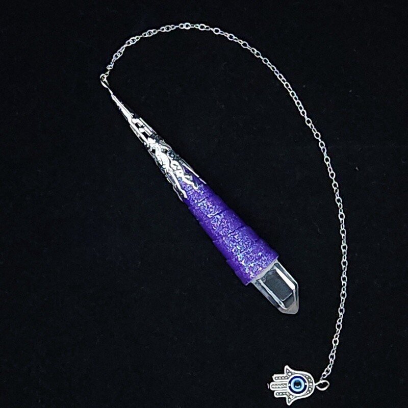 Quartz-Tipped Herbed Quilled Pendulum (#20035)
