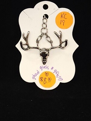 Silver Deer Skull Keychain (KC19)