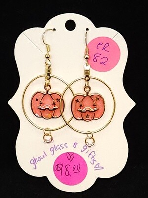 Pink Pumpkin Dangle Hoop Earrings (ER82)