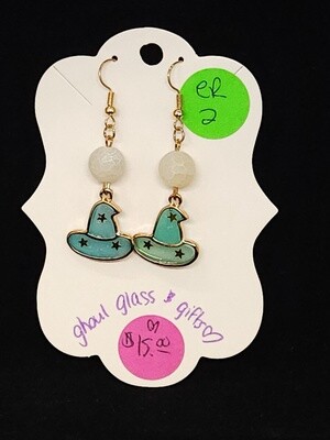 Blue/White Witch Hat Earrings (ER2)
