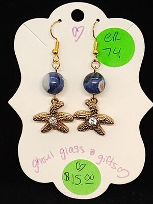 Ocean Blue Starfish Earrings (ER74)