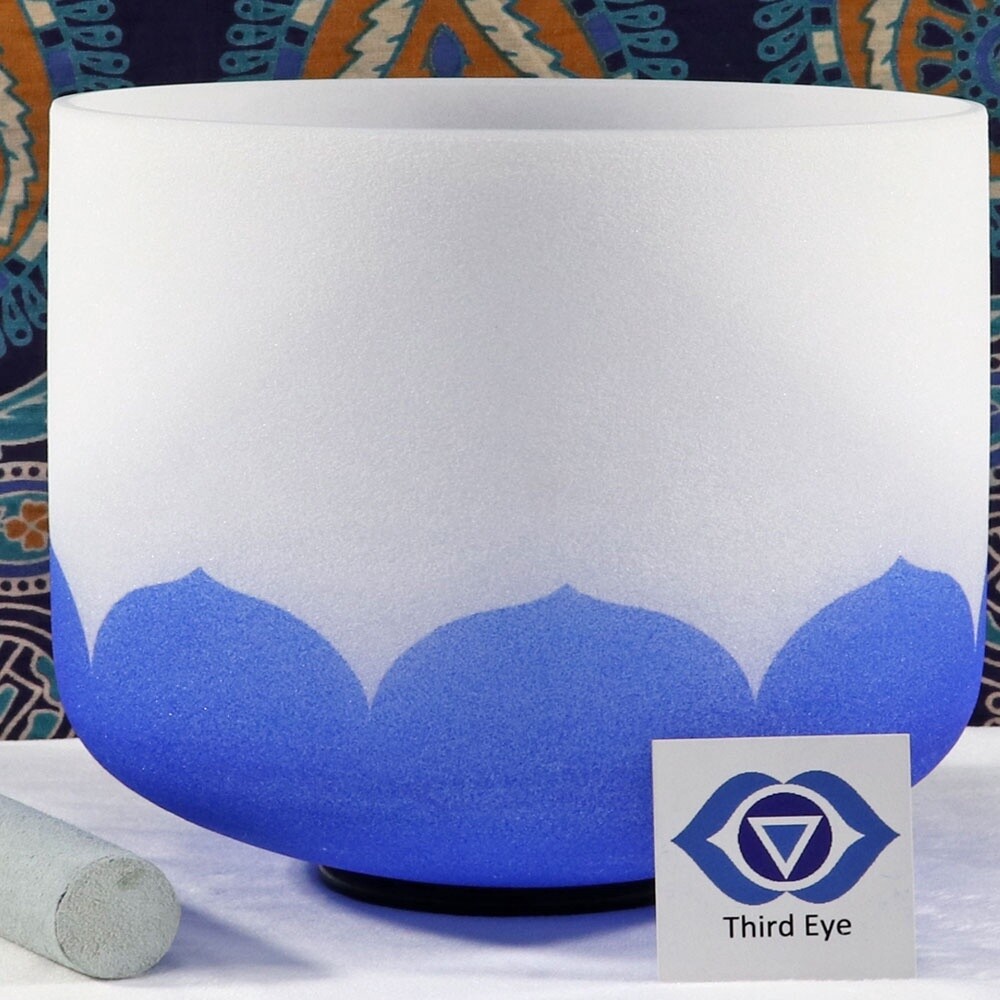 Frosted Quartz Crystal Singing Bowl: Third Eye Chakra