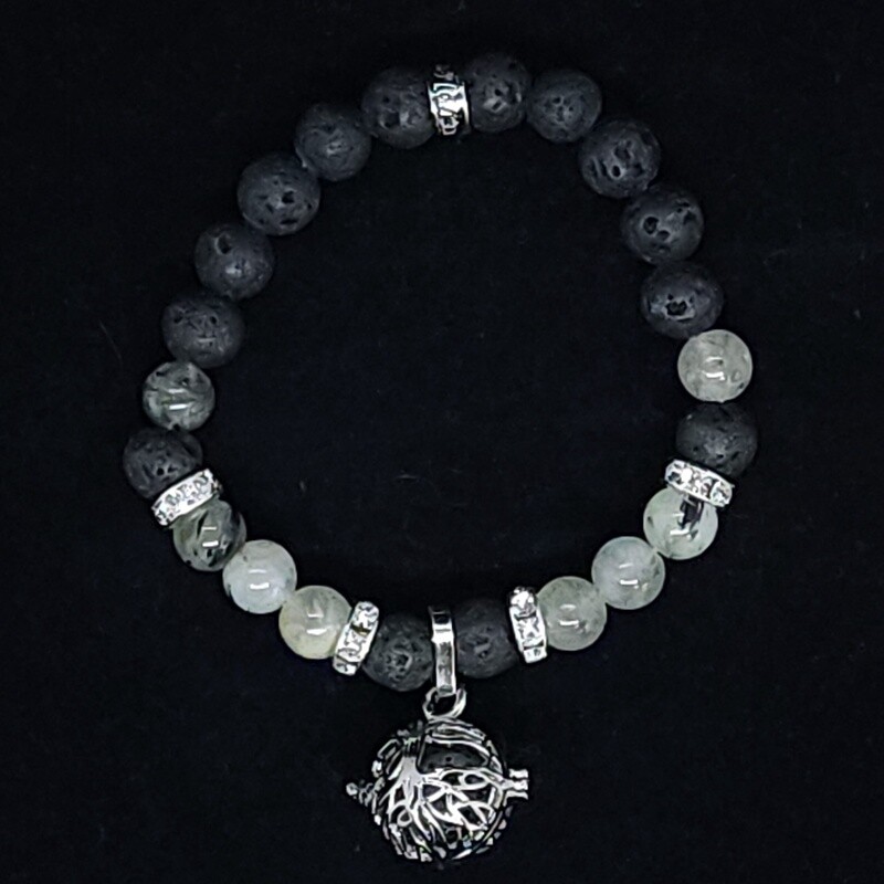 Prehnite Lava Stone Aromatherapy Bracelet