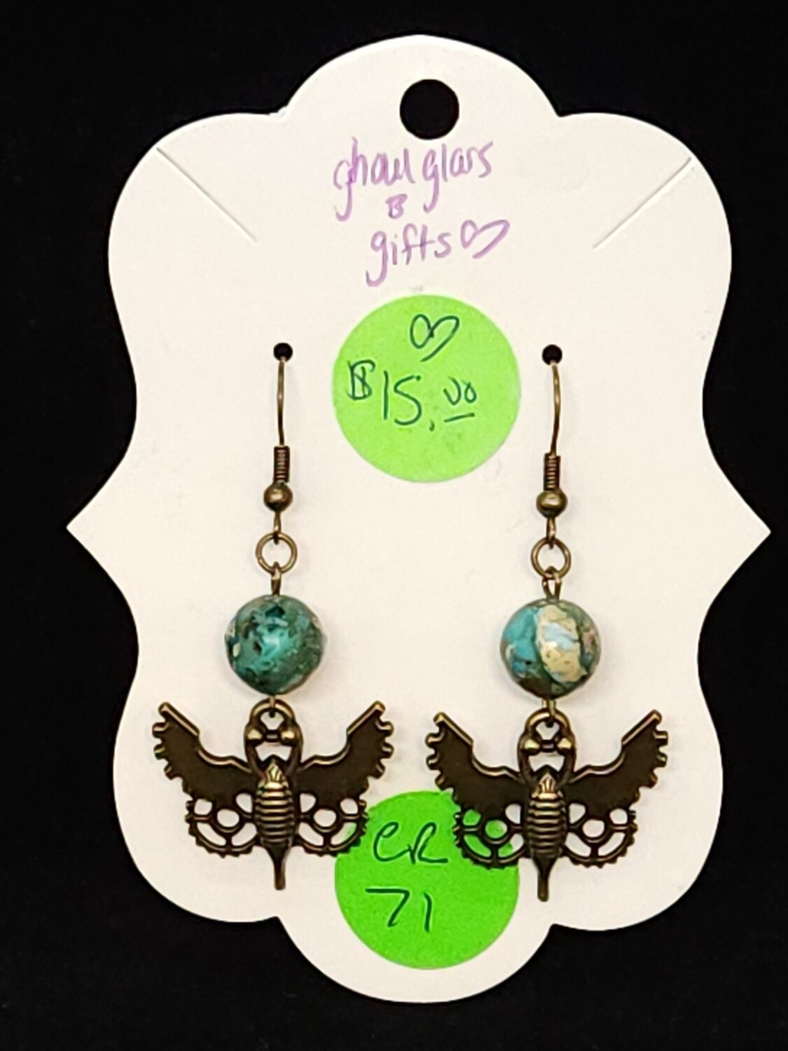 Earthy Steampunk Moth Earrings (ER71)