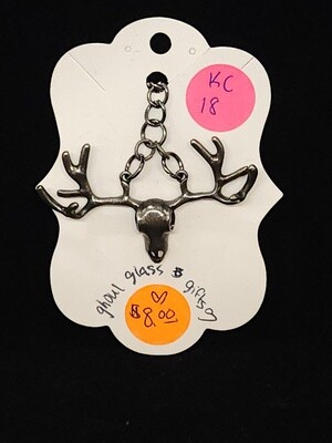 Pewter Deer Skull Keychain (KC18)