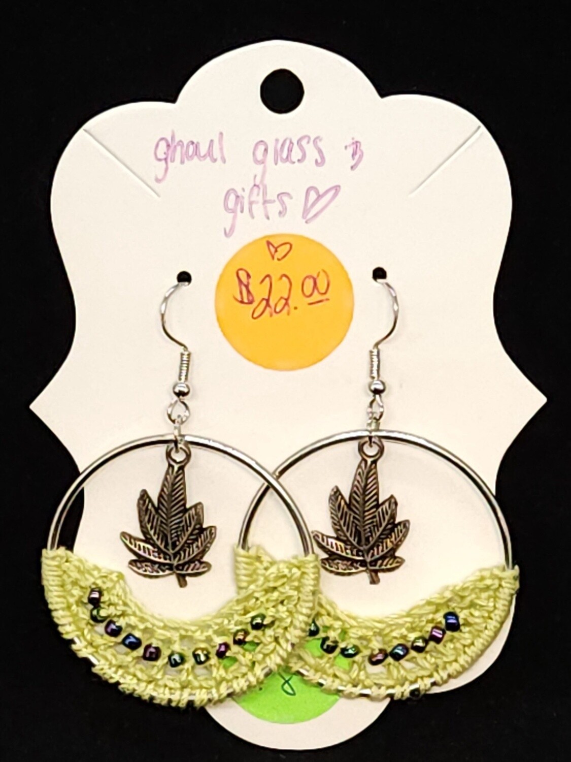 Green Leaf Crochet Earrings (ER98)