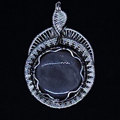 Silver-Sheen Obsidian Wire-Wrapped Pendant