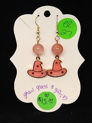 Pink Witch Hat Earrings (ER27)