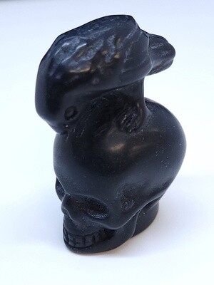 Obsidian Crow on Skull