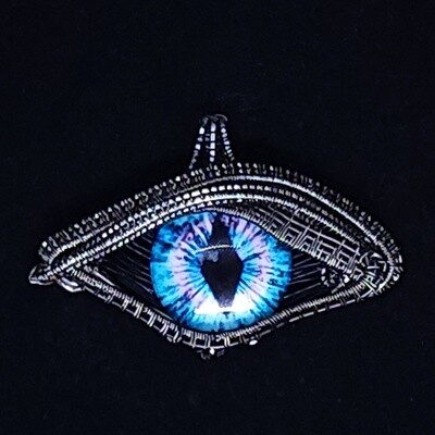 Blue & Pink Wire-Wrapped Eyeball Pendant