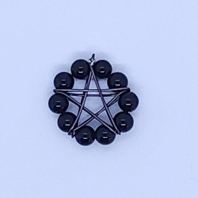 Obsidian and Copper Pentagram Pendant (S)