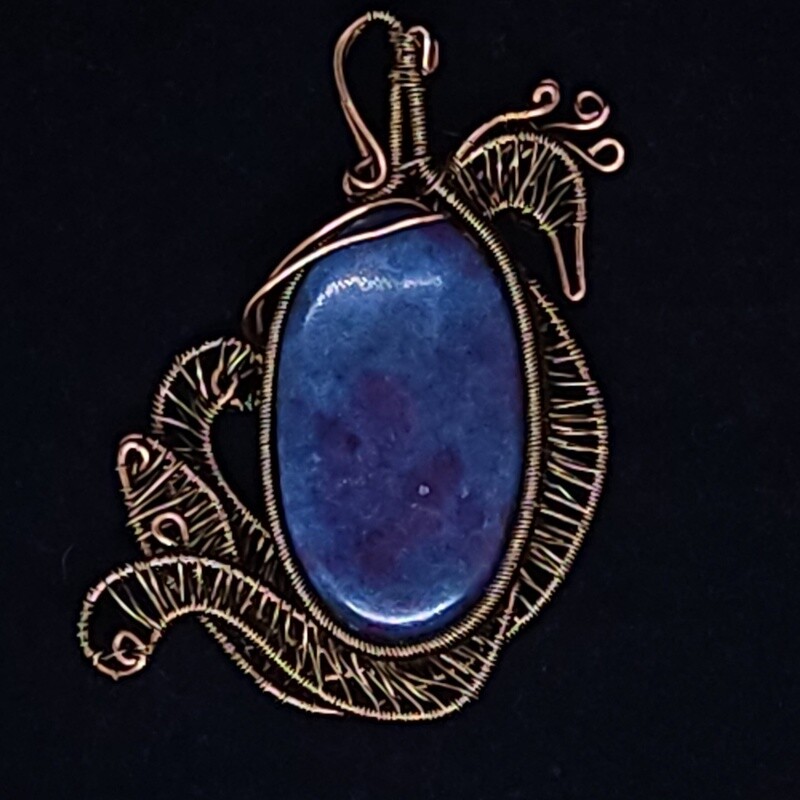 Ruby Kyanite Wire-Wrapped Pendant