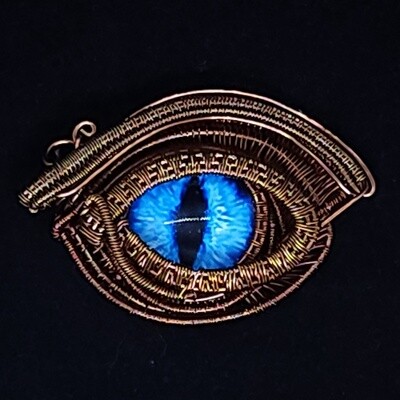 Blue Wire-Wrapped Eyeball Pendant
