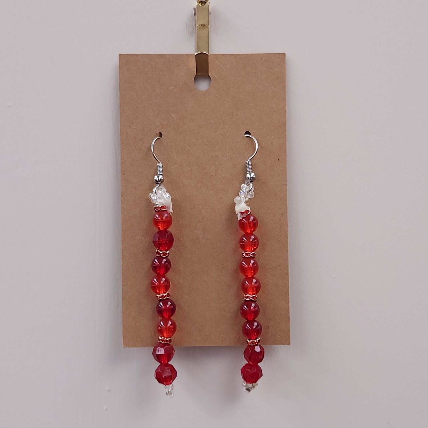Red Faceted Dangle Earrings