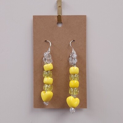 Yellow Heart Dangle Earrings