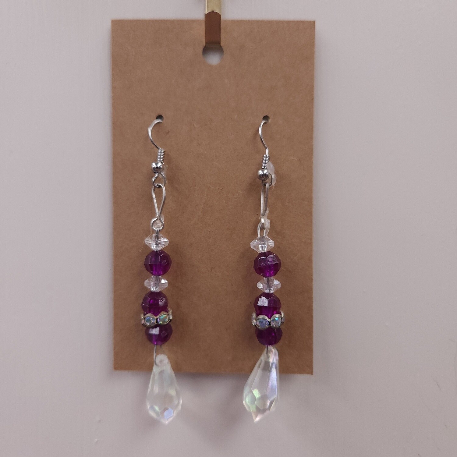 Burgundy Crystal Dangle Earrings