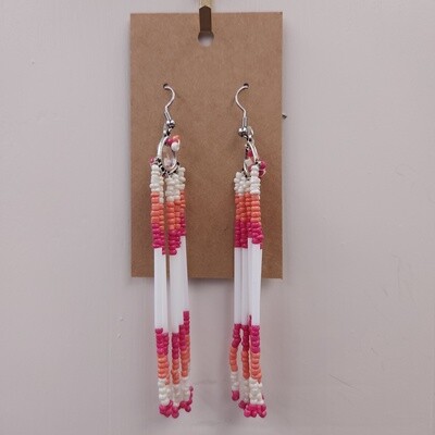 Red and White Dangle Earrings
