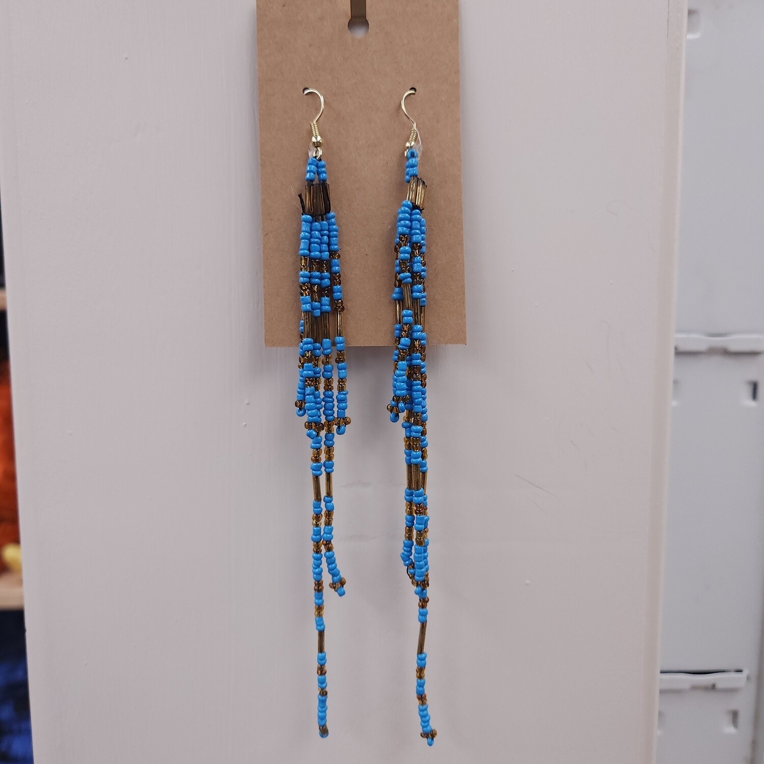 Long Blue Dangle Earrings